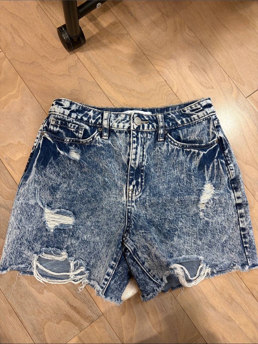 YMI Acid Wash Distressed Denim Shorts in Blue